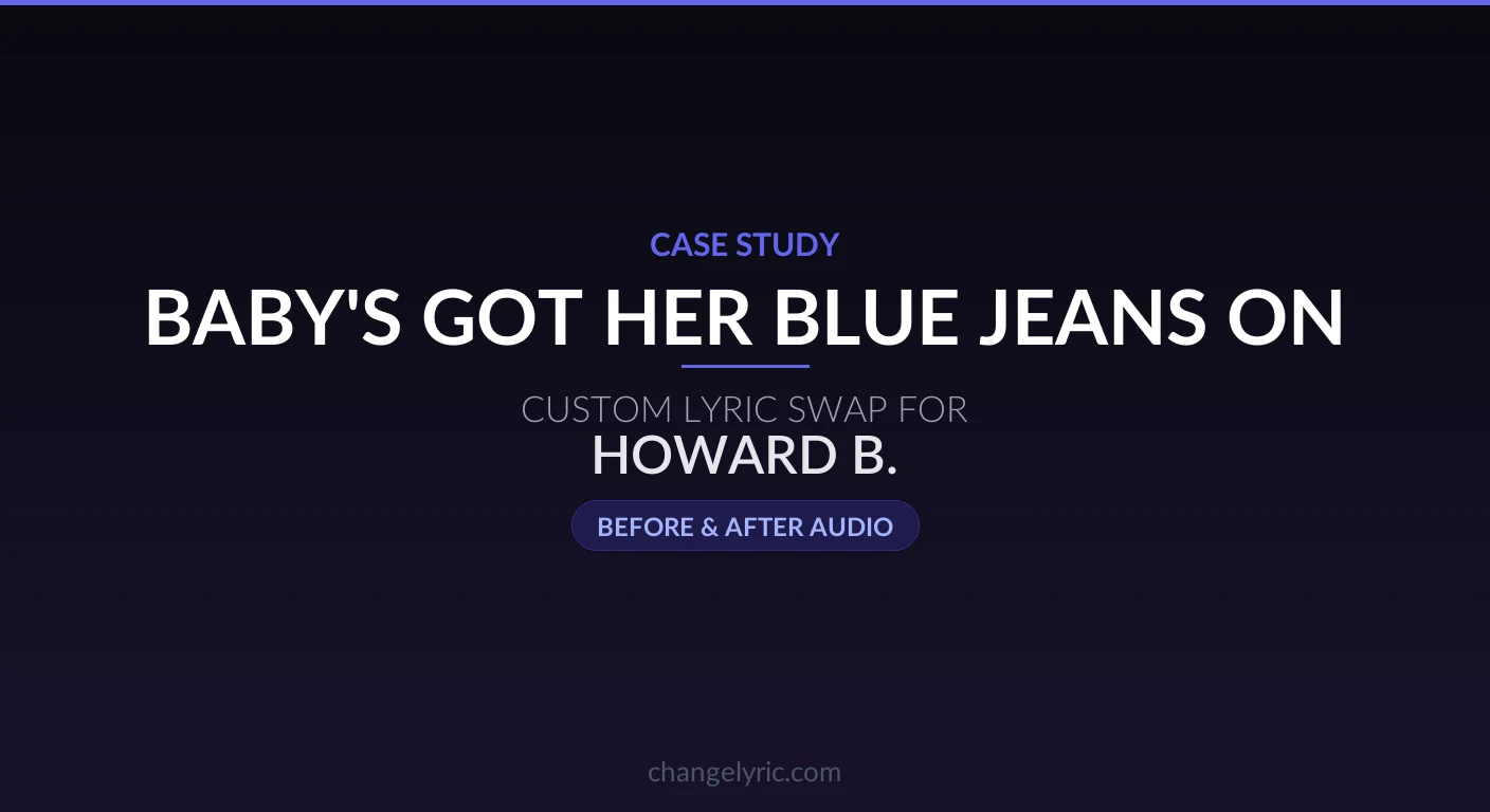 Baby's Got Her Blue Jeans On custom lyric swap - color change from blue jeans to green dress